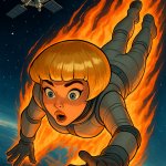 blonde girl falling from space meme
