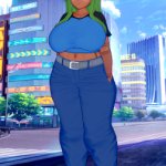 Green hair girl