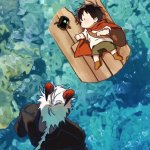 Mori on raft from On The Way to Meet Mother