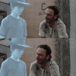 carl and rick meme, with carl as a ghost