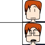 MC with and without glasses meme
