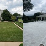 White House Rose Garden before and after Trump - cement