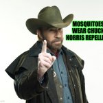 Chuck Norris Finger | MOSQUITOES WEAR CHUCK NORRIS REPELLENT | image tagged in memes,chuck norris finger,chuck norris,mosquitoes,raid | made w/ Imgflip meme maker