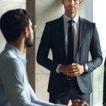 male boss asks for questions and male employee answers
