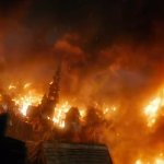 Burning town