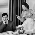 woman scolding man