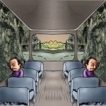 Two guys on bus dark sides