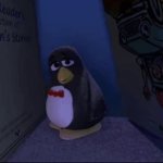 Penguin looking back