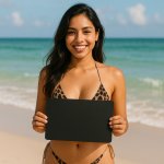 Latina Woman With a Sign