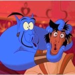 Genie and Aladin with pursed lips template