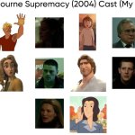 The Bourne Supremacy (2004) Cast (My Style) | image tagged in the bourne supremacy 2004 cast my style,meme,memes,spoof cast,the bourne supremacy,characters | made w/ Imgflip meme maker