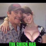 Funny | BEAUTY AND THE BEAST OPPOSITES ATTRACT; THE CHICK HAS THE TOTAL PACKAGE AND THIS DUDE WOULD STOP A FART MIDAIR | image tagged in funny,danny trejo,tits,russian,beauty and the beast,fart | made w/ Imgflip meme maker