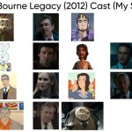 The Bourne Legacy (2012) Cast (My Style) | image tagged in the bourne legacy 2012 cast my style,meme,memes,spoof cast,the bourne legacy,characters | made w/ Imgflip meme maker