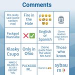 YouTube Shorts comments bingo meme