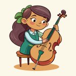 vector girl cello