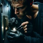 Criminal  picking a lock