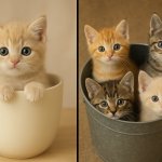 cute kittens mug bucket