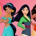 Tiana Rapunzel Jasmine Mulan Moana and Belle