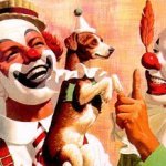 Clowns with dog