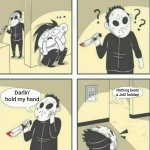 And right now, you can save up to £50 per person! | Nothing beats a Jet2 holiday! Darlin' hold my hand | image tagged in hiding from serial killer,jet2 holiday,memes,funny,front page | made w/ Imgflip meme maker