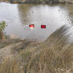 Traffic cones in water