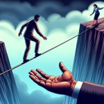 A UNSKILLED person willing to walk a tightrope, ONE ERROR, they meme