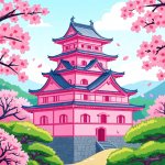Pink Japanese Castle in Japan