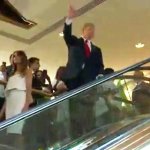 Trump escalator starting trouble with a rented crowd meme