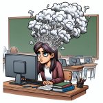 EU NA AULA DO NIT, SENTADA NA FRENTE DO COMPUTADOR SAINDO FUMAÇA