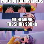 Legends Arceus | ME PLAYING POKEMON LEGENDS ARCEUS; ME HEARING THE SHINY SOUND; IT'S A BRAVIARY | image tagged in rumi devour | made w/ Imgflip meme maker