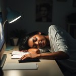 Black Woman Sleeping At Desk