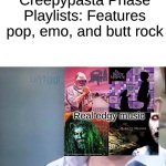 I Need Real Edgy Music Not Music With Lyric Writing Akin to Five Finger Death Punch | Creepypasta Phase Playlists: Features pop, emo, and butt rock; Real edgy music | image tagged in am i a joke to you,music,rock music,creepypasta,memes,horror | made w/ Imgflip meme maker