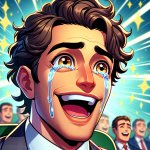 A man crying tears of joy