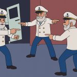 Captains pointing at each other
