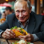 Vladimir Putin says "I love TACOs, don't you?" Trump meme