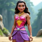 Moana Wearing Pink and Purple Bubblegum