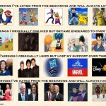 pairings over time | image tagged in pairings over time,funny meme,anime,movies,comics/cartoons | made w/ Imgflip meme maker