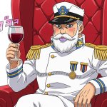 calm captain enjoying a glass of wine