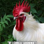 Chicken thoughts... | "HMM, I WONDER"; "IF I CIRCLE AROUND, I COULD CATCH THOSE CHICKS ..." | image tagged in chicken thoughts | made w/ Imgflip meme maker