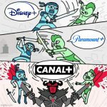 The Plus Network | image tagged in sword fight,disney plus,disney,paramount plus,paramount | made w/ Imgflip meme maker