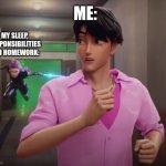 I hate school starting | ME:; MY SLEEP, RESPONSIBILITIES AND HOMEWORK: | image tagged in jinu running from rumi,kpop,movie,funny | made w/ Imgflip meme maker