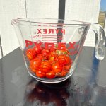 2/3 of a cup cherry tomato harvest