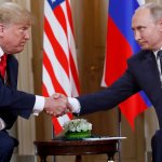 Trump and Putin shaking Hands
