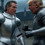 Gavin Newsome Donald Trump white knight vs. black knight