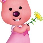 Loopy the beaver hold flower