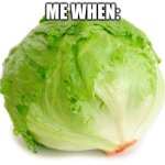 Me when: | ME WHEN: | image tagged in lettuce,memes,funny,relatable,cabbage,green | made w/ Imgflip meme maker