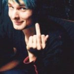Matt bellamy blue hair era flipping you off like a sassy king