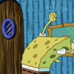 Spongebob against the wall