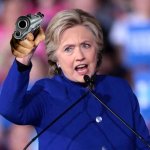Hillary Clinton pointing gun