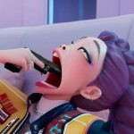 K pop demon hunter gun in mouth
